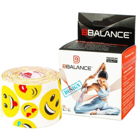 Кинезио тейп BB Design смайлики белые 5см*5м