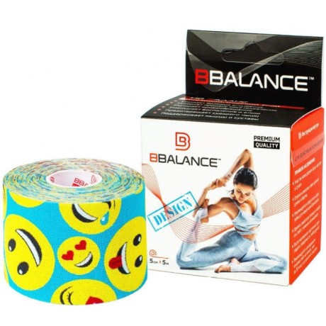 Кинезио тейп BB Design смайлики голубые 5см*5м