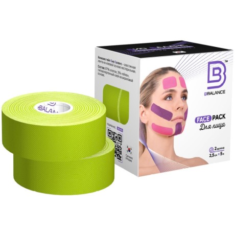 Кинезио тейп BB Face Pack лайм 2,5см*5м (2 рул)