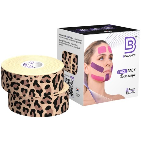 Кинезио тейп BB Face Pack леопард 2,5см*5м (2 рул)
