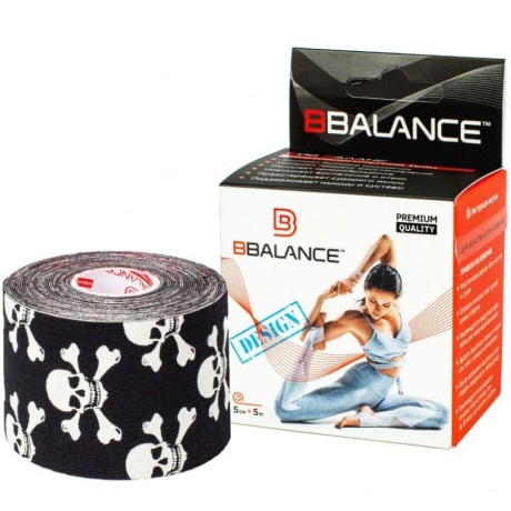 Кинезио тейп BB Design черепа черн. /белый 5см*5м