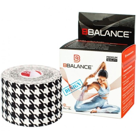 Кинезио тейп BB Design гусиные лапки черн. / белый 5см*5м