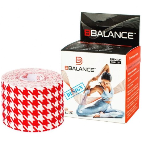 Кинезио тейп BB Design гусиные лапки красн. / белый 5см*5м