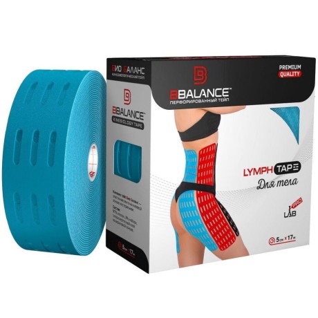 Кинезио тейп перфорированный BB Lymph Tape голубой 5см*17м