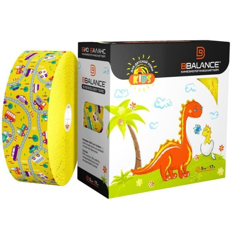 Кинезио тейп BB Kids машинки желтый 5см*17м