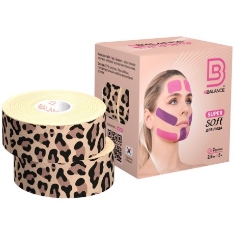 Тейп для лица BB Super Soft леопард 2,5см*5м (2 рул)